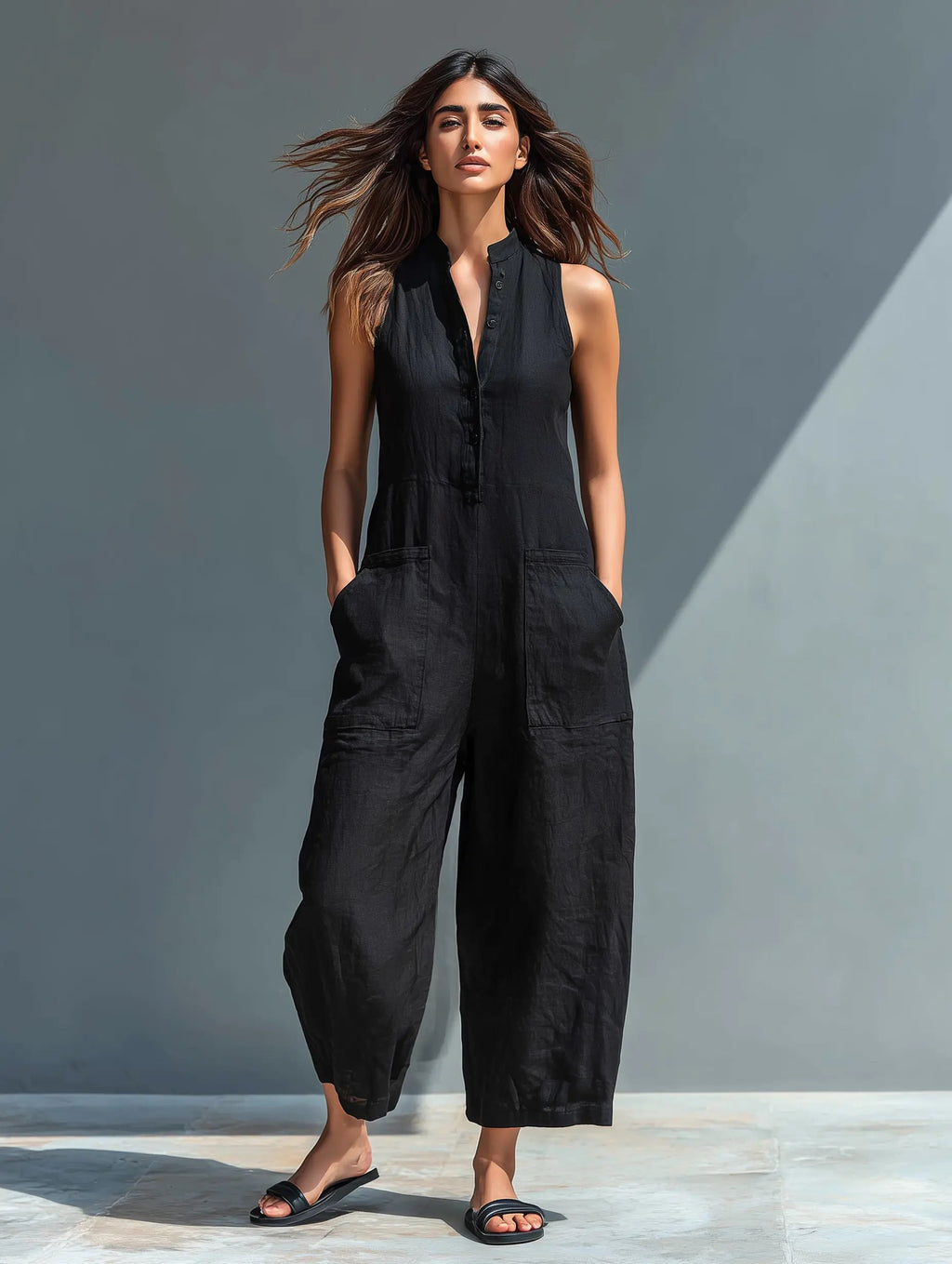 Briony Button-Up Sleeveless Jumpsuit - view 10