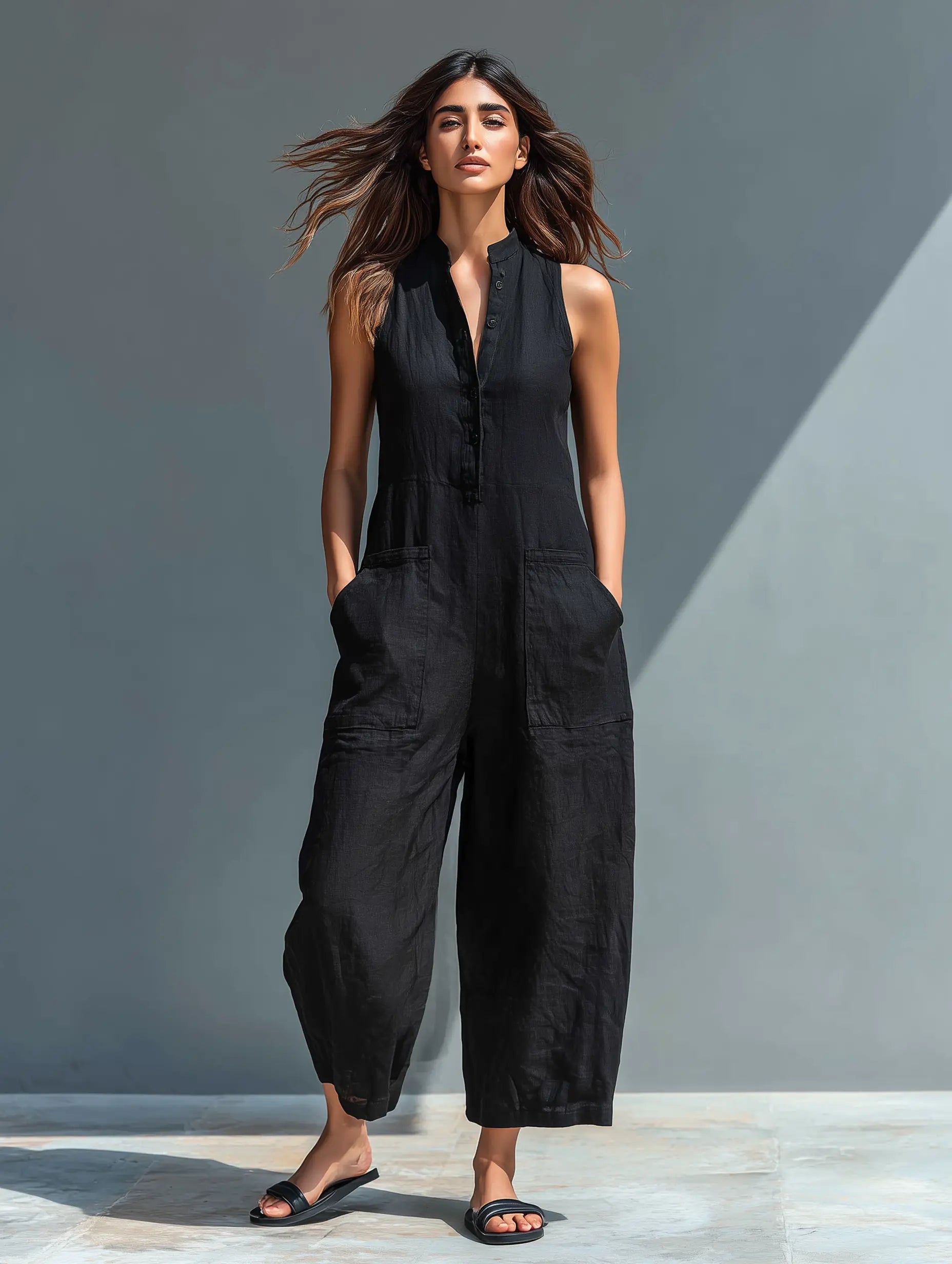 Briony Button-Up Sleeveless Jumpsuit - view 10