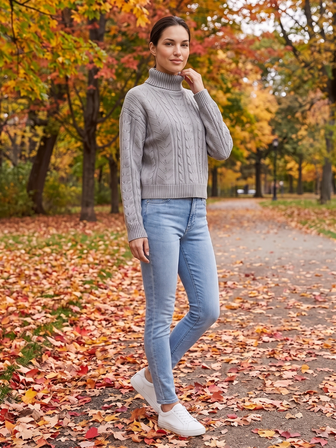 Scarlett Cable Knit Ribbed Turtleneck Sweater - view 10