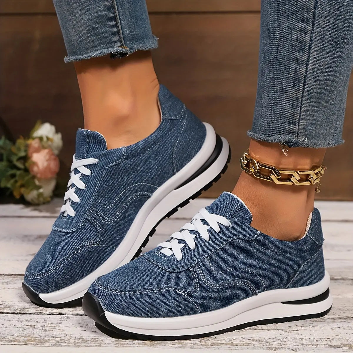 Romy Wide Toe Box Cushioned Sneakers - front view