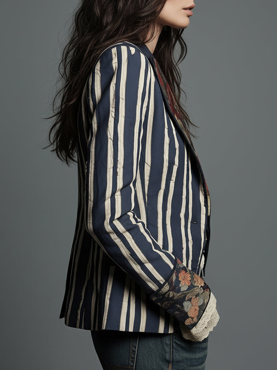 Avenorix | Floral Print Blazer with Structured Shoulder for Women