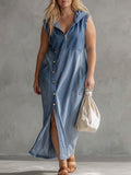 Clemence Hooded Denim Sleeveless