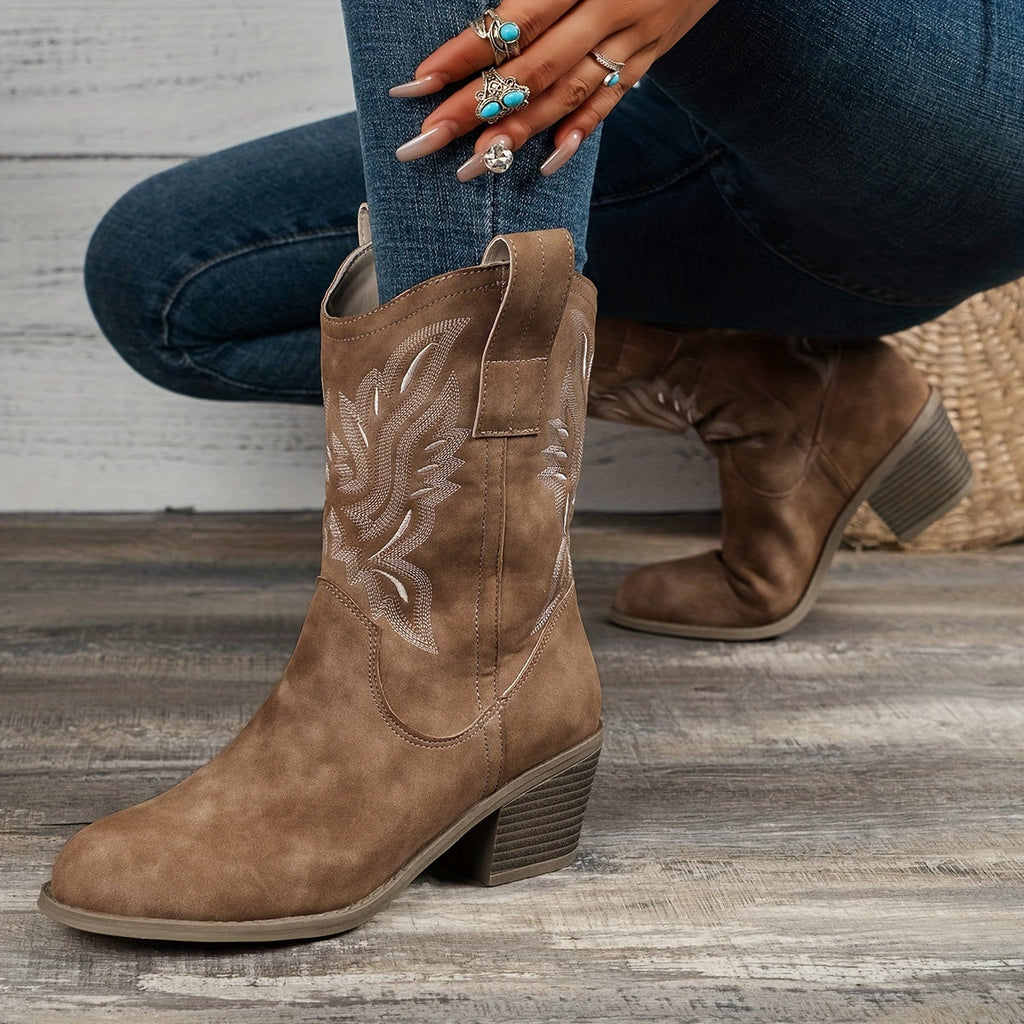 Genevieve Western Stacked Heel Boots - view 2