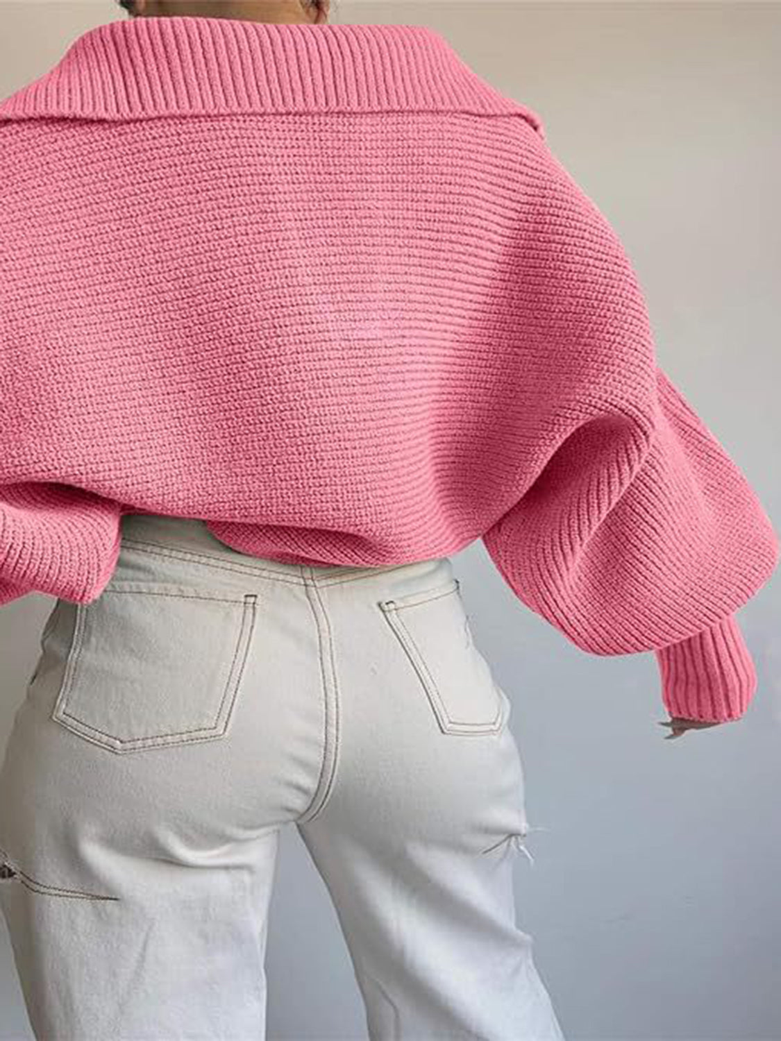 Jane | Ribbed Polo Sweater with Split Collar and Wide Cuffs for Women