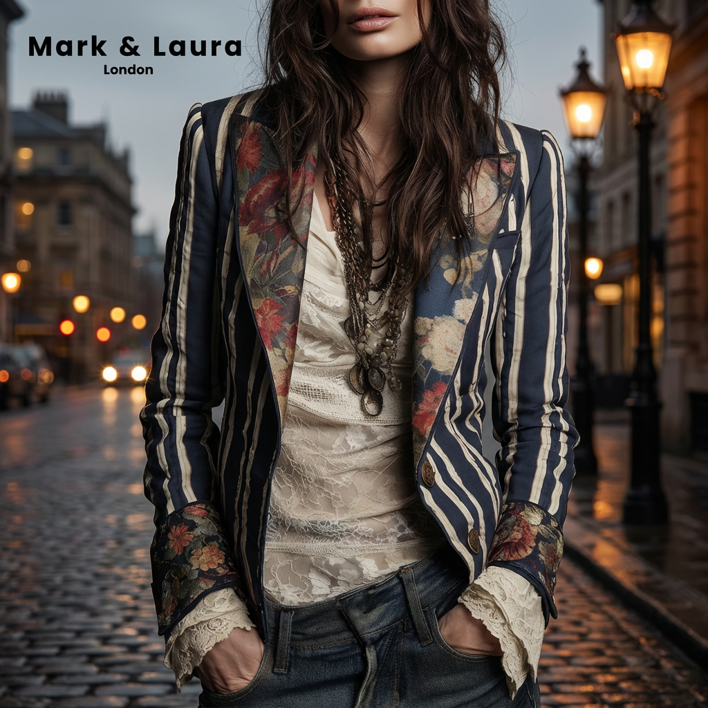 Avenorix | Floral Print Blazer with Structured Shoulder for Women