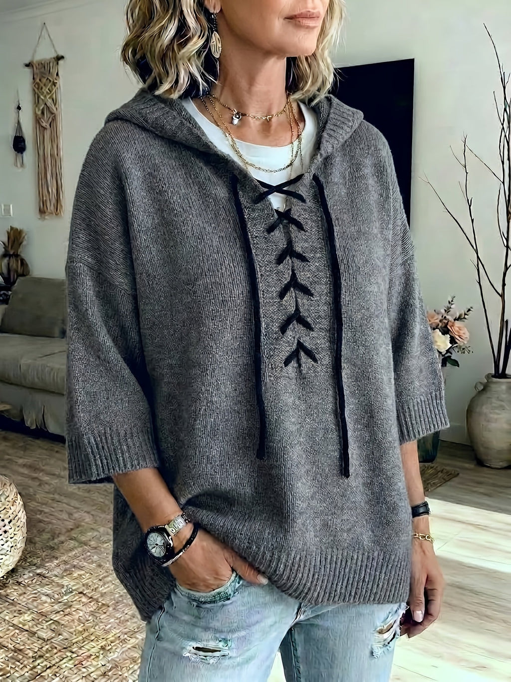 Delphine Oversized Batwing Sleeve Hoodie - view 11