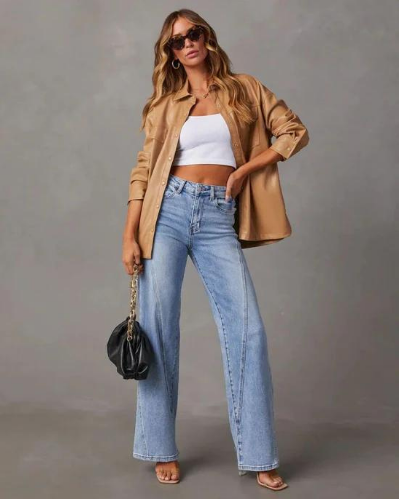 Women's Wide-Leg Jeans with High Waist
