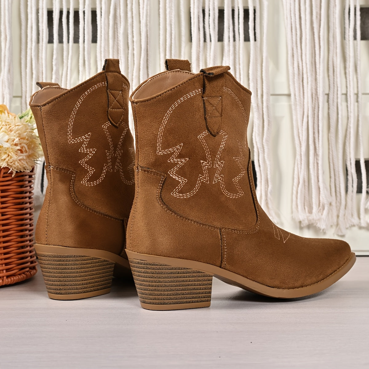 Clara Embroidered Western Ankle Boots - view 2