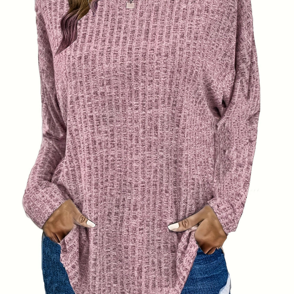 Paloma | Waffle Knit Tunic Sweater with Curved Hem for Women