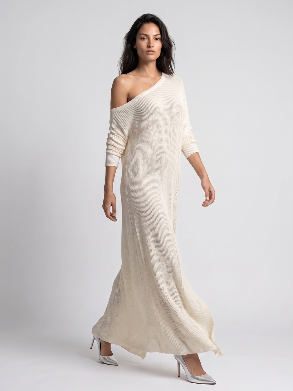 Beatrix One-Shoulder Textured Long Sleeve Maxi Dress - view 4