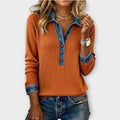 Women's Knit Sweater Ribbed Button Front