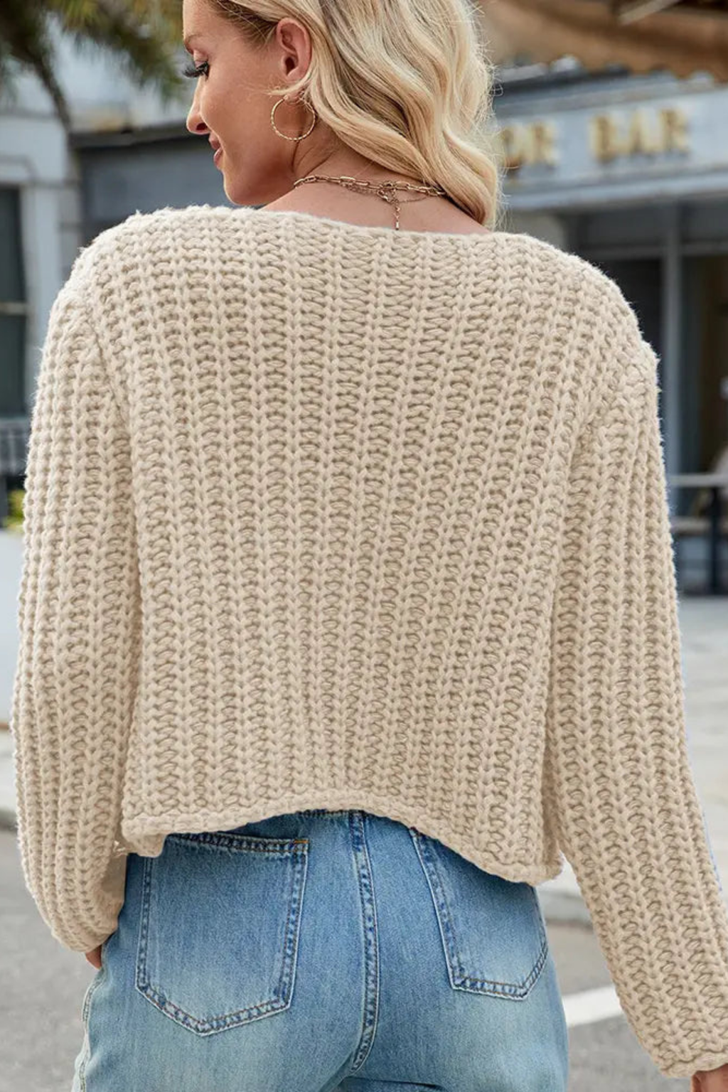 Amira Button Front V Neck Patch Pocket Cardigan - view 4