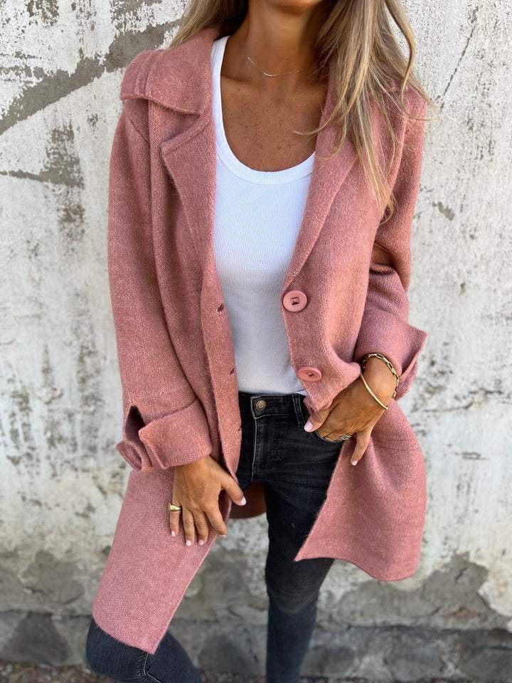 Isabella | Longline Coat with Notch Lapels and Straight Cut for Women