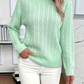 Aurore Cable Knit Ribbed Round Neck Sweater - front view