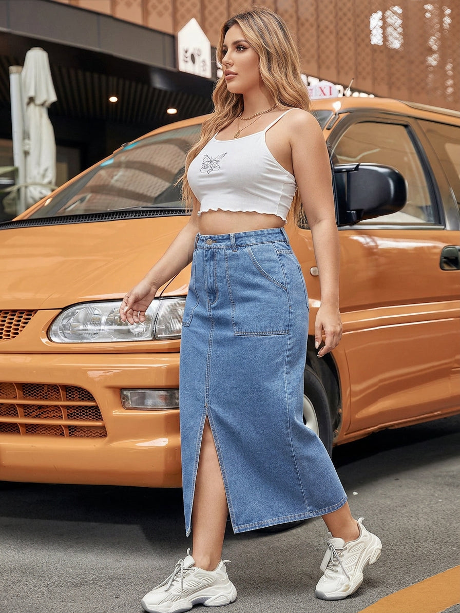 Nia Slit Denim Skirt