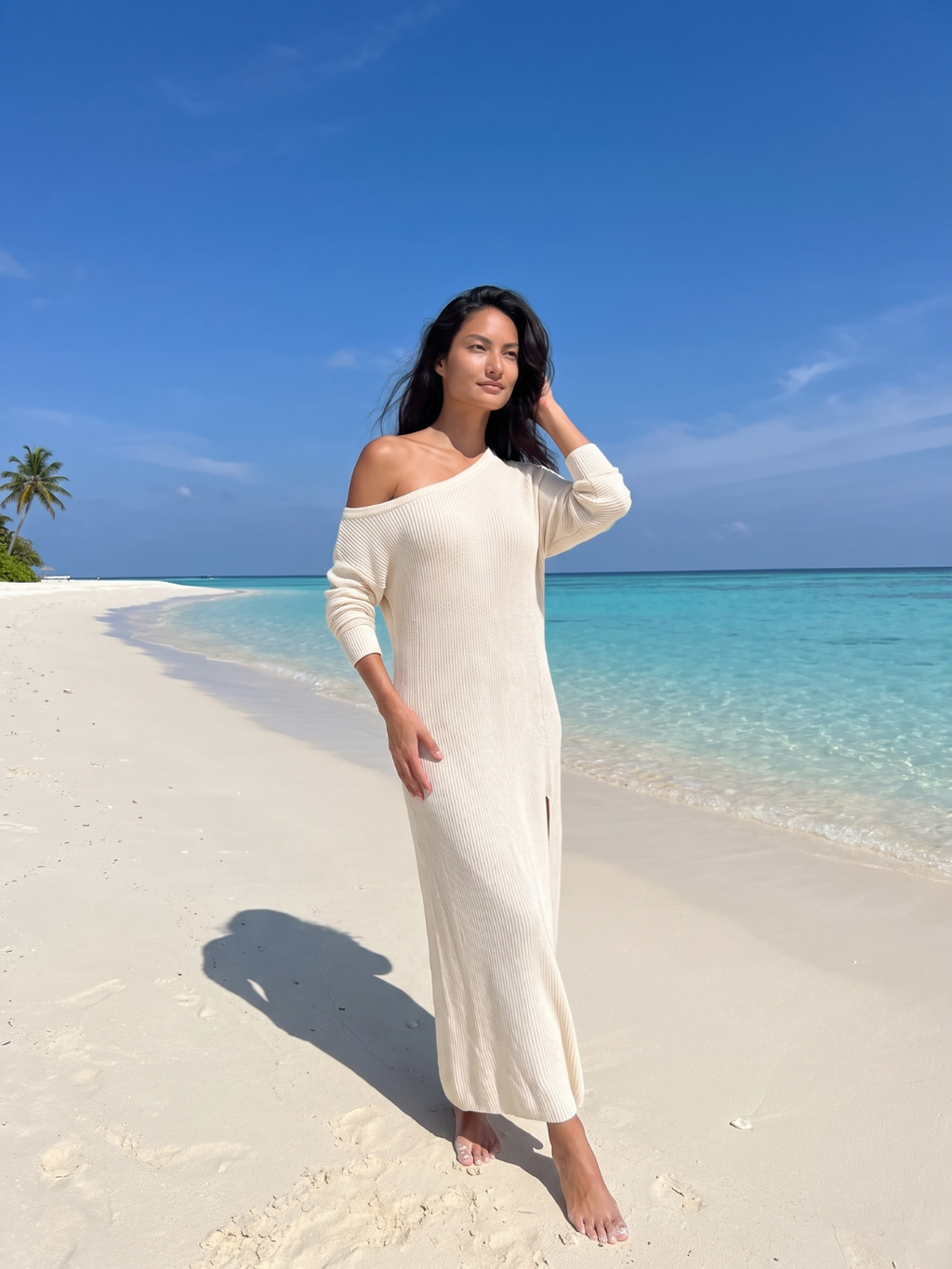 Beatrix One-Shoulder Textured Long Sleeve Maxi Dress - view 5