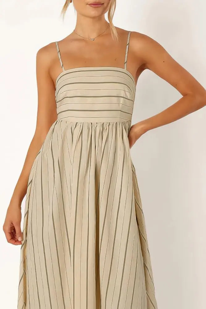 Clemence Striped Smocked Maxi Dress - view 5