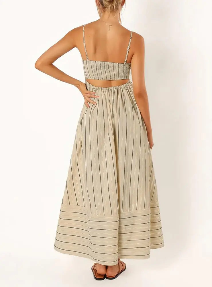 Clemence Striped Smocked Maxi Dress - view 2