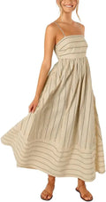 Clemence Striped Smocked Maxi Dress - front view