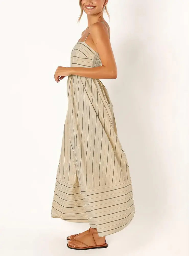 Clemence Striped Smocked Maxi Dress - view 4