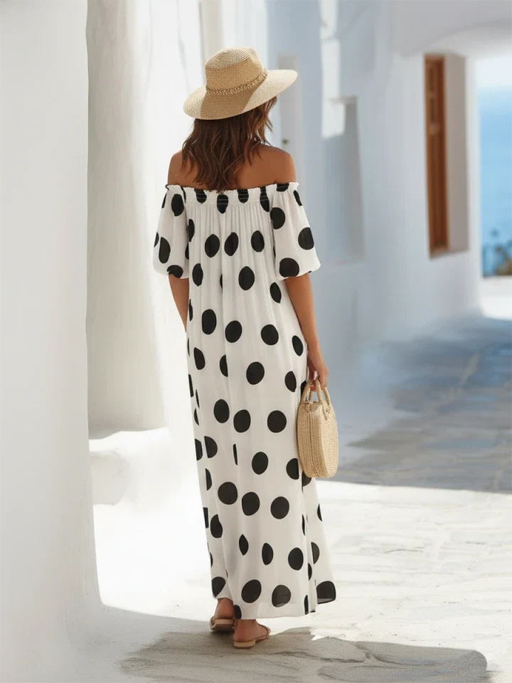 Orla Polka Dot Off-Shoulder Maxi Dress - view 3