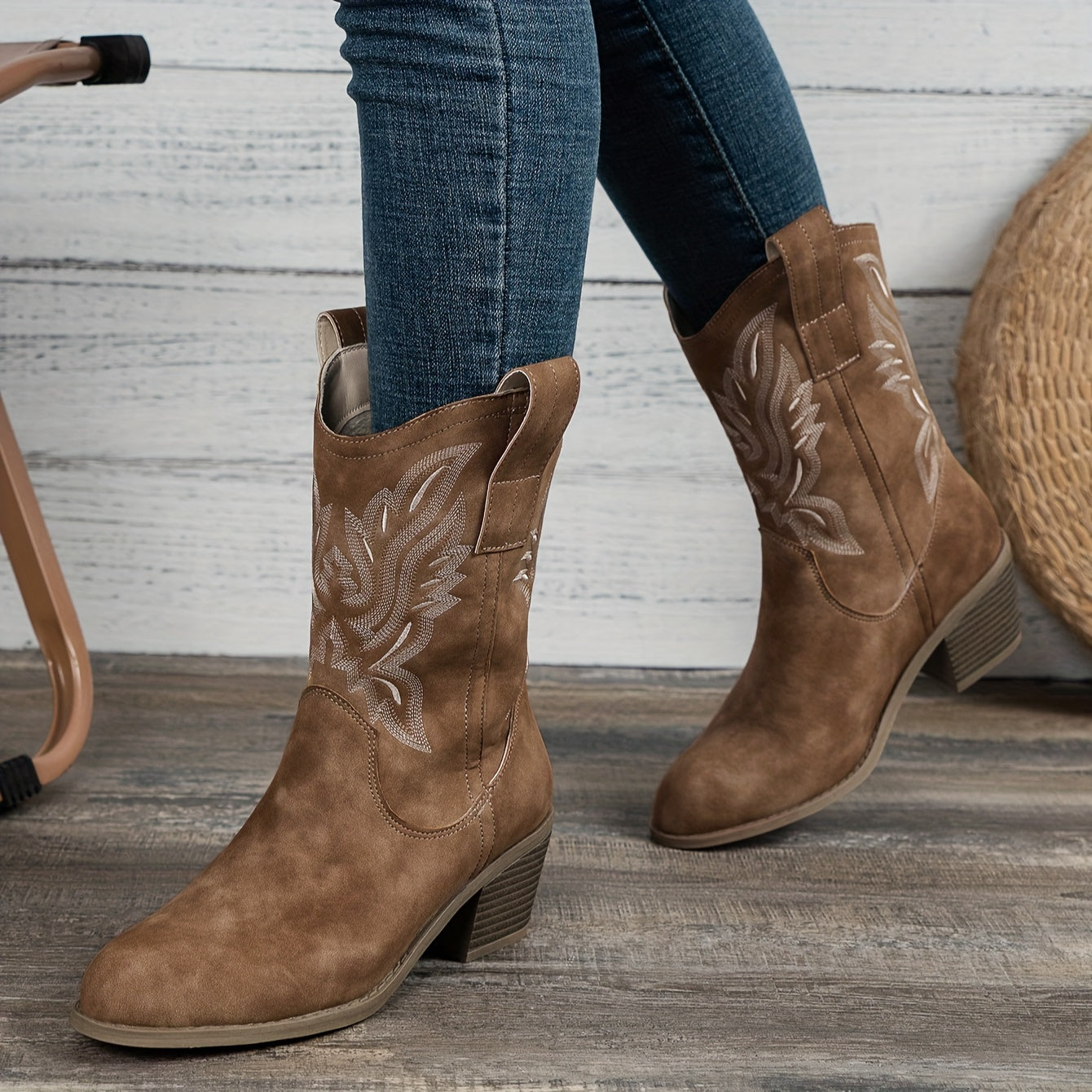 Genevieve Western Stacked Heel Boots - view 5