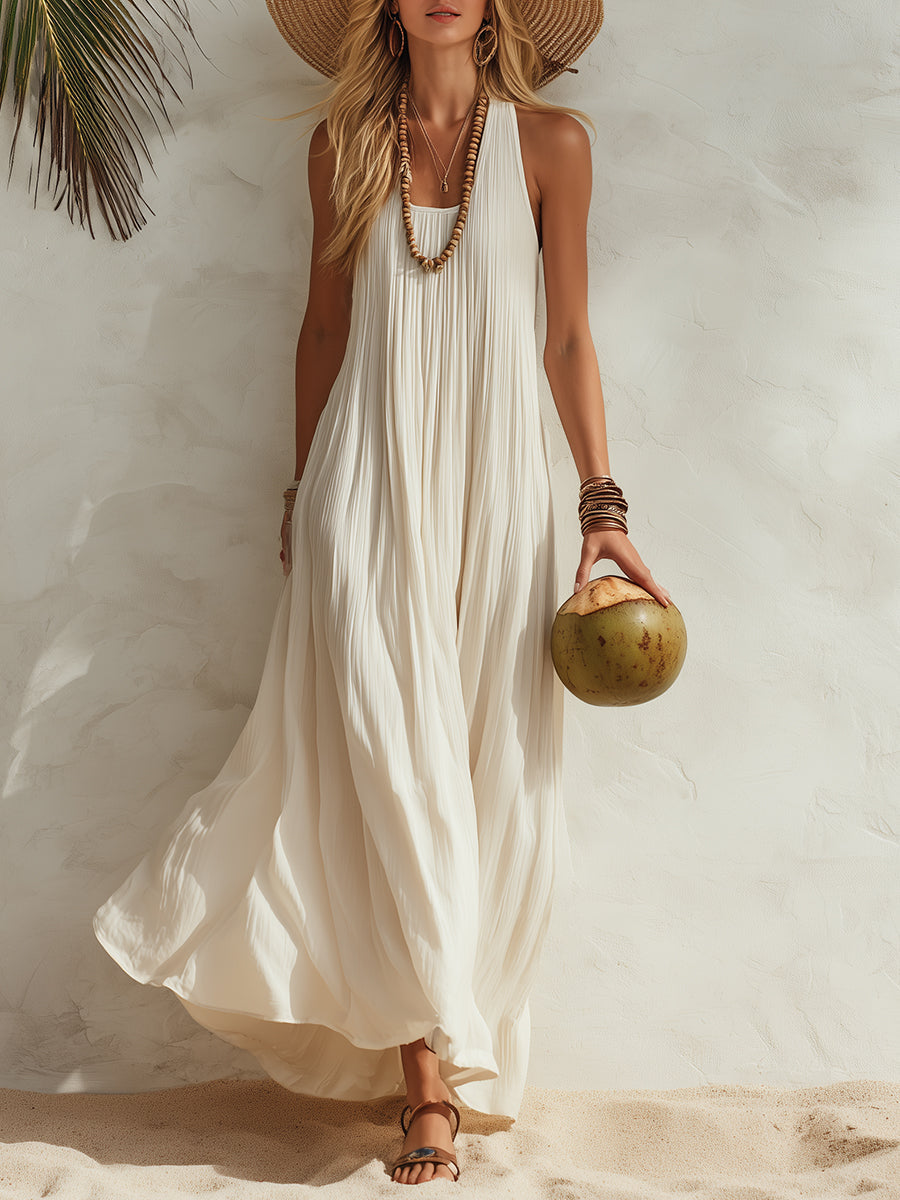 Seraphine Sleeveless Pleated Maxi Dress - front view