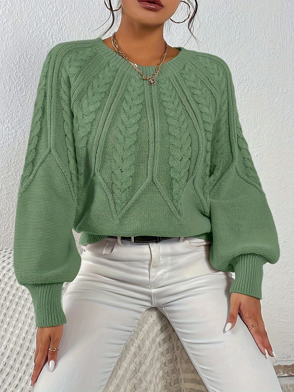 Sara Cable Knit Loose Fit Sweater - view 4