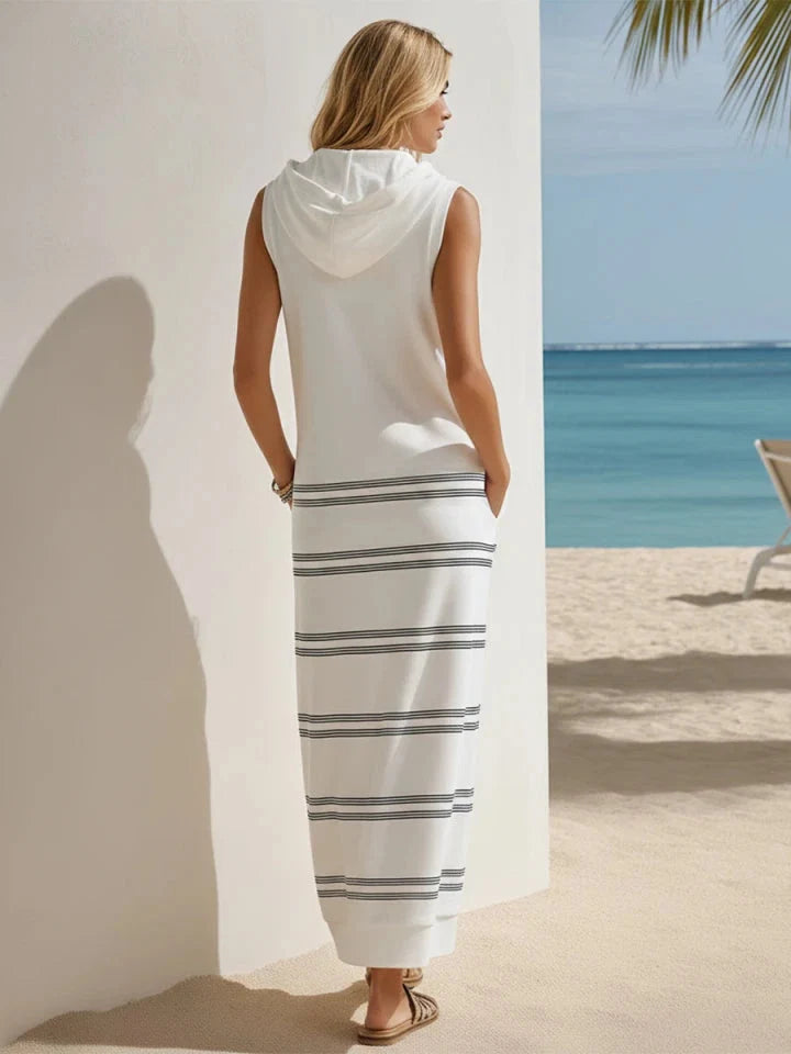 Linnea Striped Hooded Sleeveless Maxi Dress - view 2