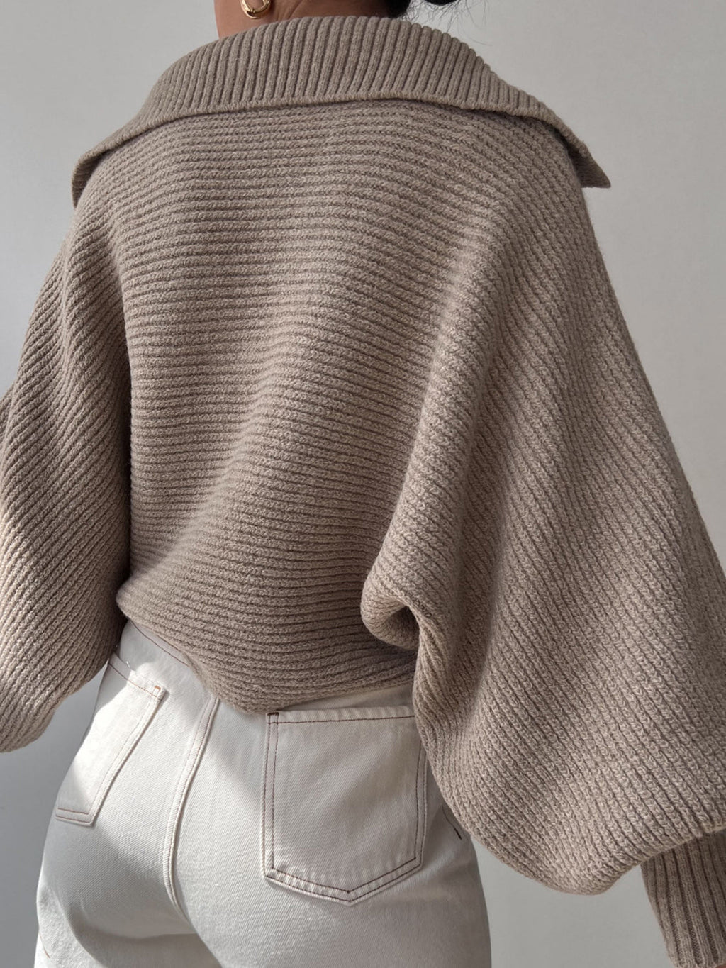 Jane | Ribbed Polo Sweater with Split Collar and Wide Cuffs for Women