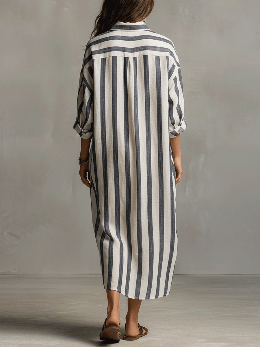 Harlow Striped Boho Long Sleeve Maxi Dress - view 8