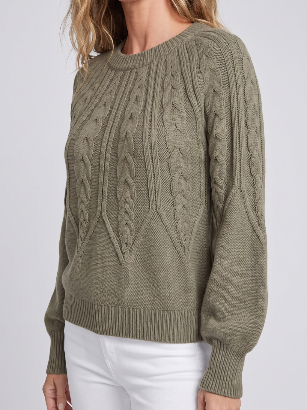 Nadine Cable Knit Oversized Round Neck Sweater - view 7