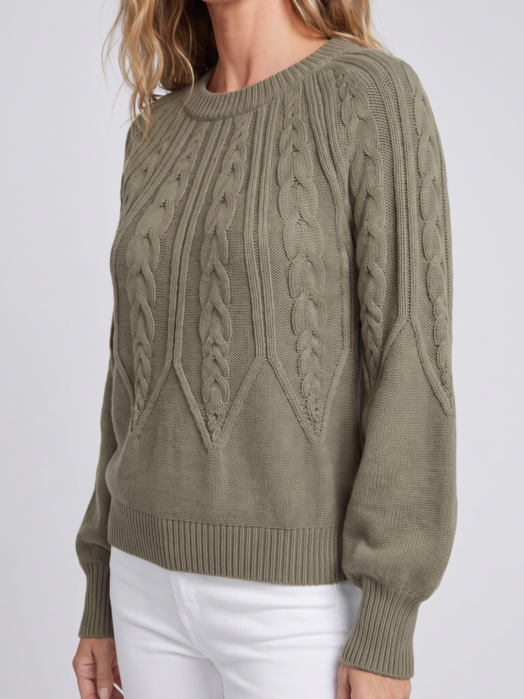 Nadine Cable Knit Oversized Round Neck Sweater - view 7