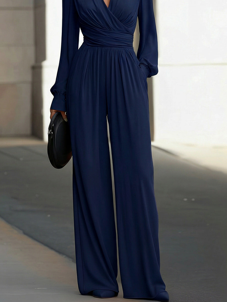 Keziah Long Sleeve Wide-Leg Jumpsuit - view 3