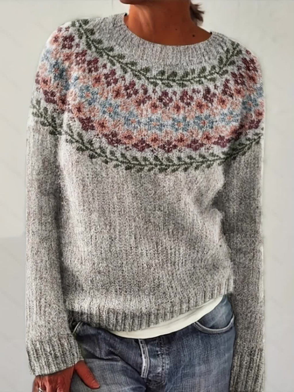 Faye Fair Isle Round Neck Sweater - view 4