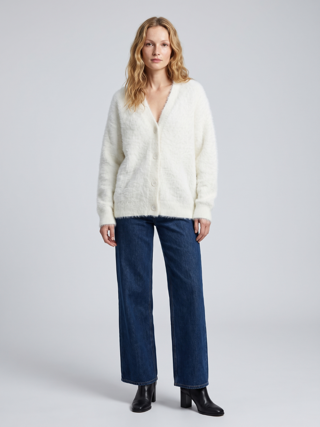 Alma Oversized V Neck Layered Cardigan - front view