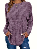 Paloma | Waffle Knit Tunic Sweater with Curved Hem for Women