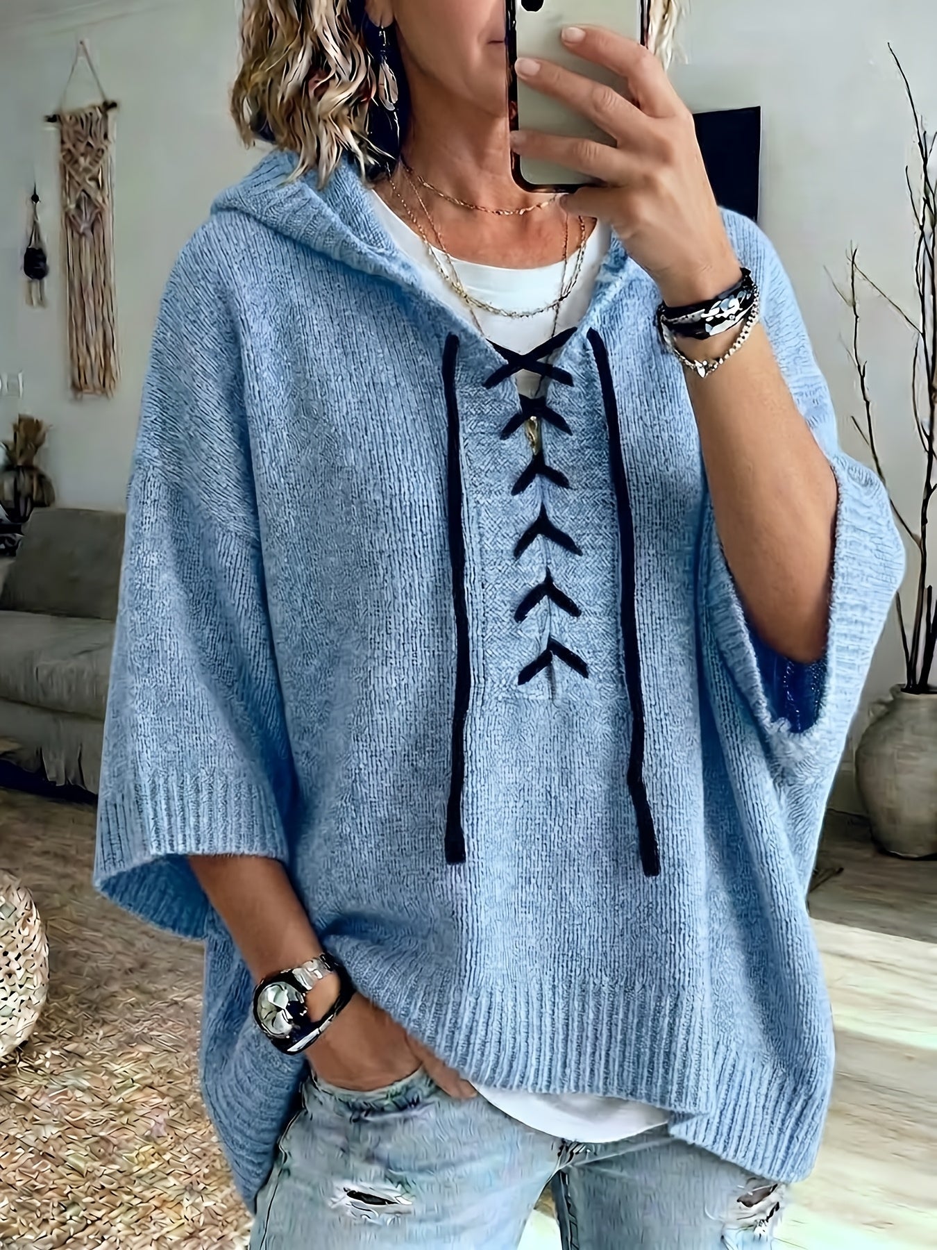 Delphine Oversized Batwing Sleeve Hoodie - view 9