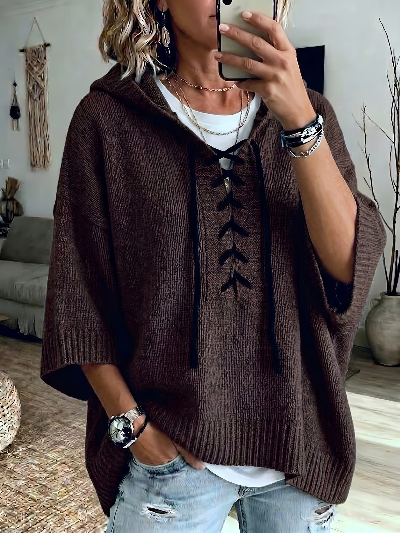 Delphine Oversized Batwing Sleeve Hoodie - view 5