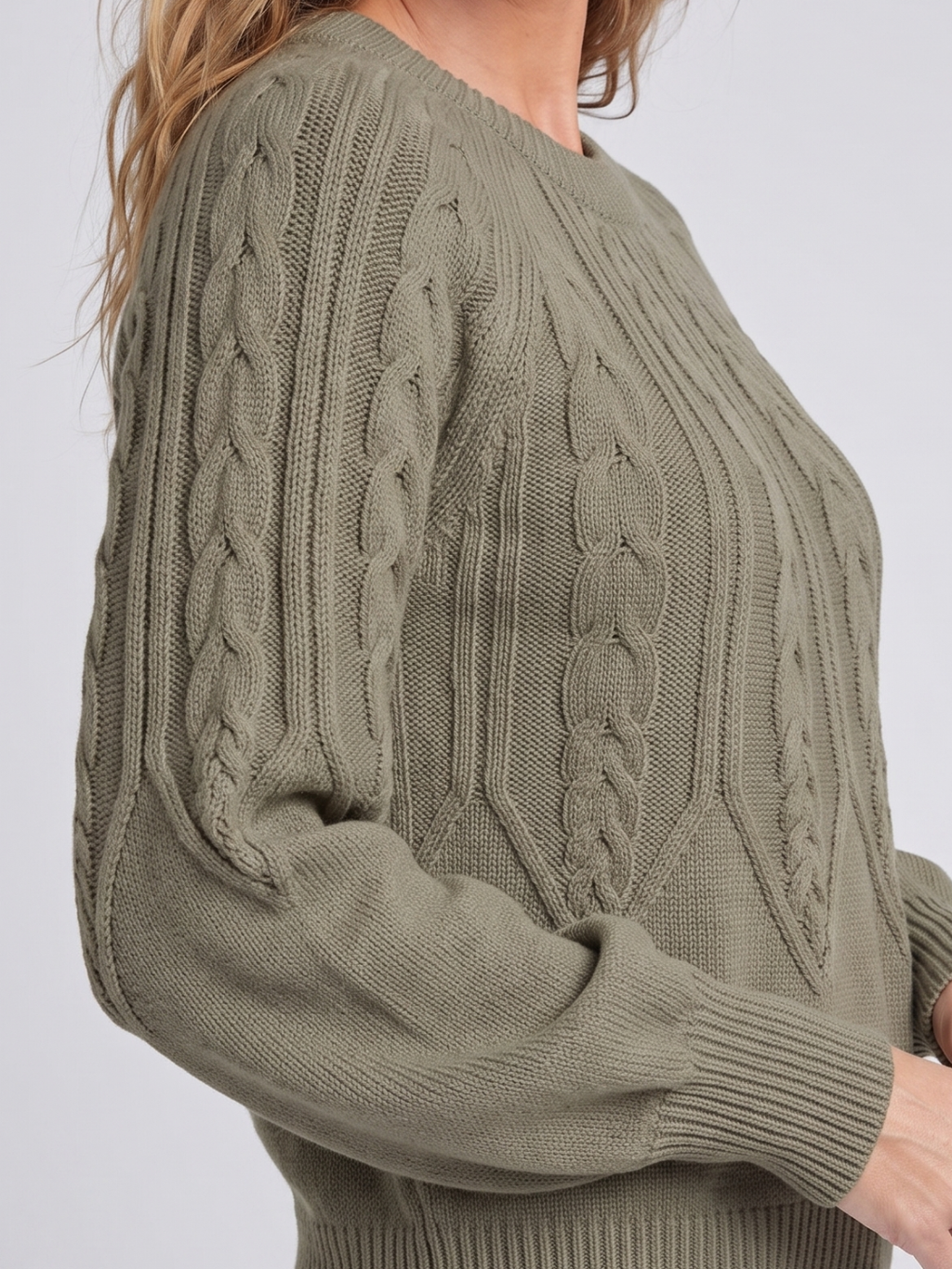 Nadine Cable Knit Oversized Round Neck Sweater - view 8