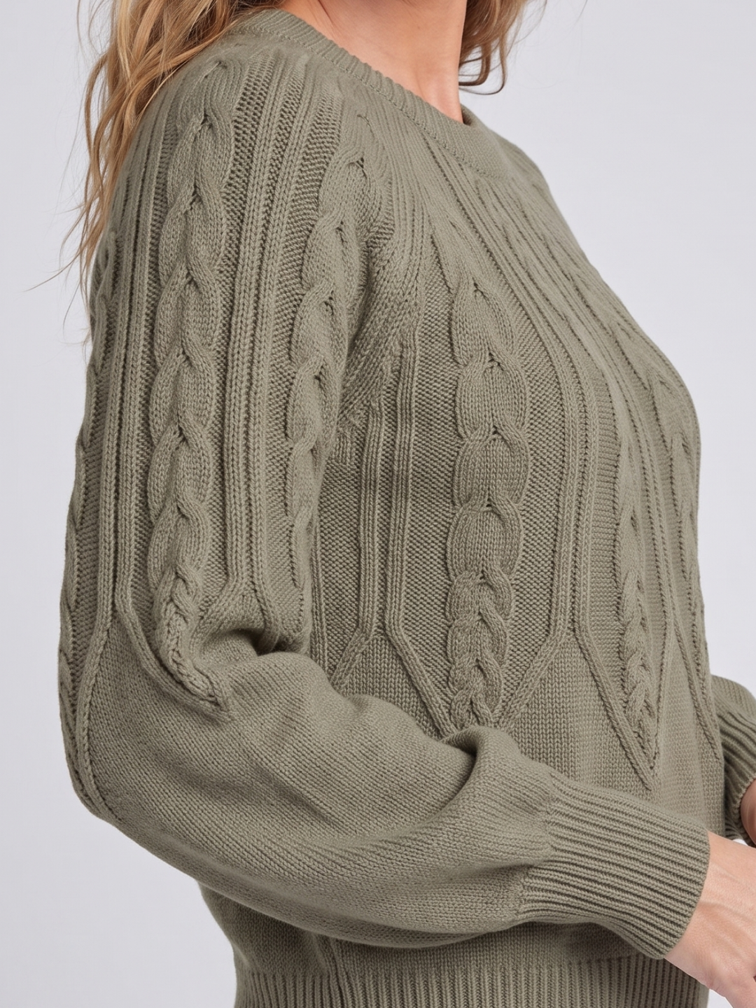 Nadine Cable Knit Oversized Round Neck Sweater - view 8