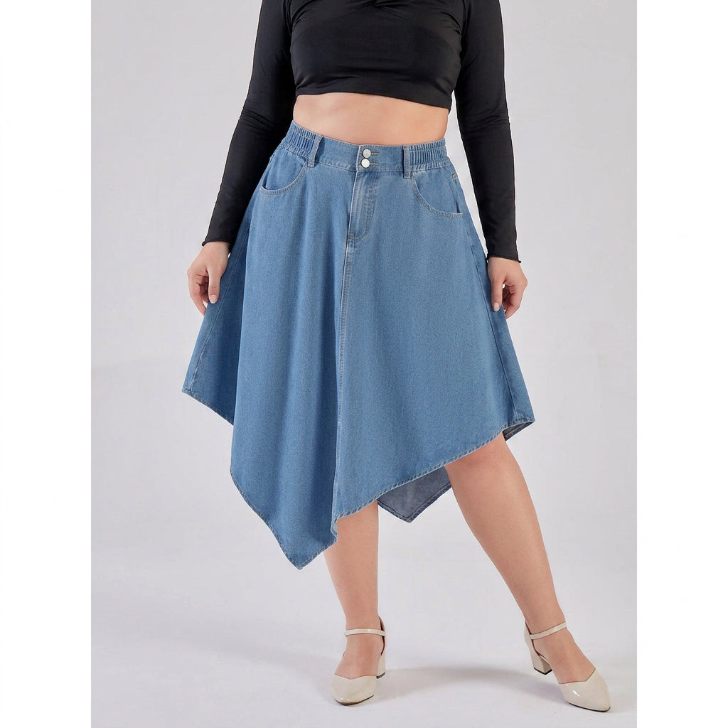 Rhea Irregular Denim Skirt