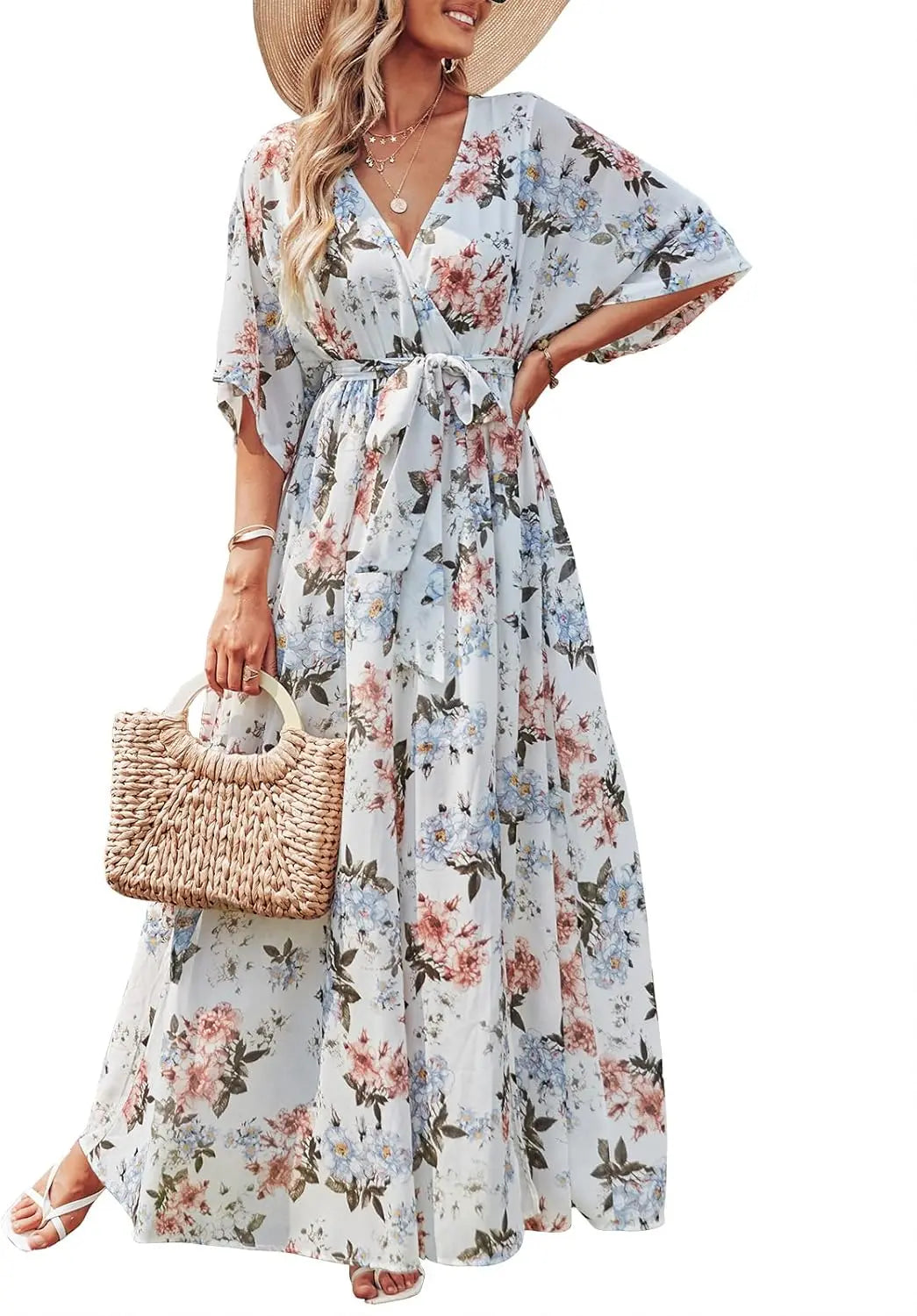 Juniper Floral Wrap Maxi Dress - front view