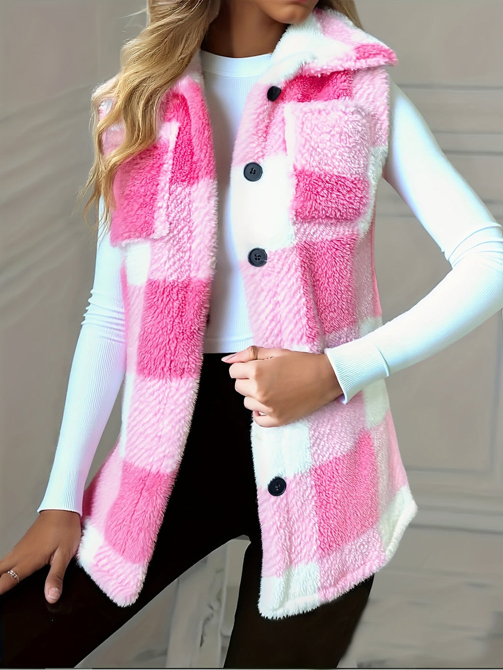 Noelle Plaid Button Front Notch Lapel Jacket - view 5