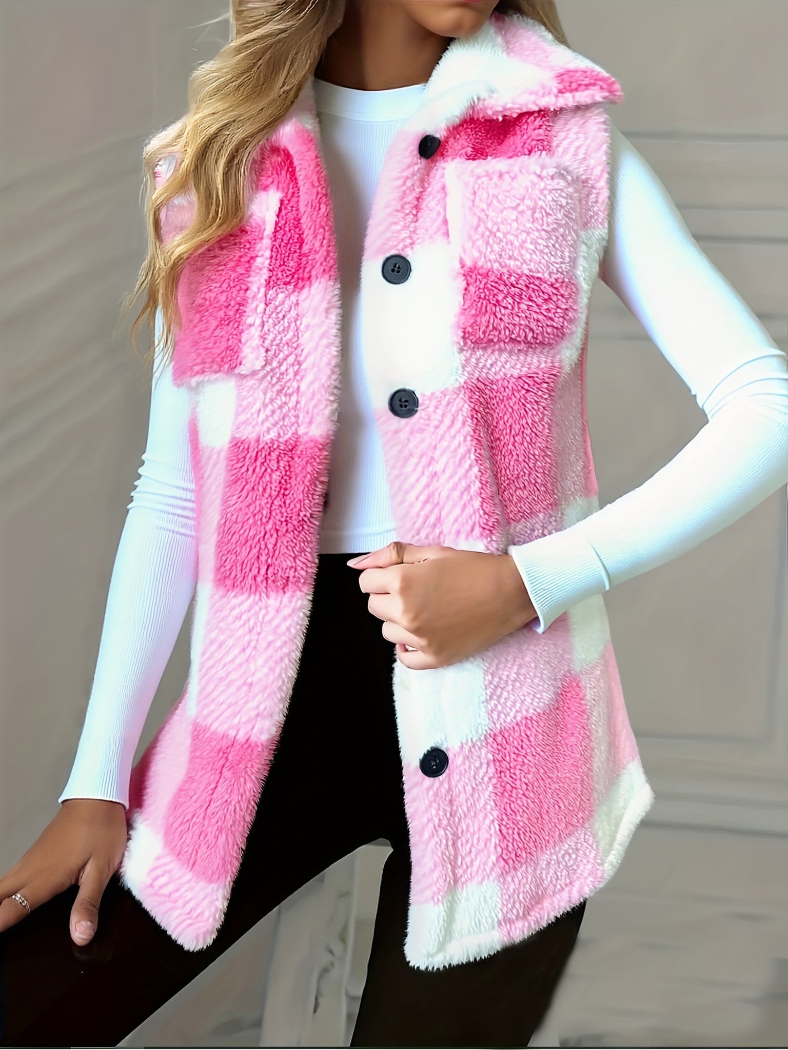 Noelle Plaid Button Front Notch Lapel Jacket - view 5