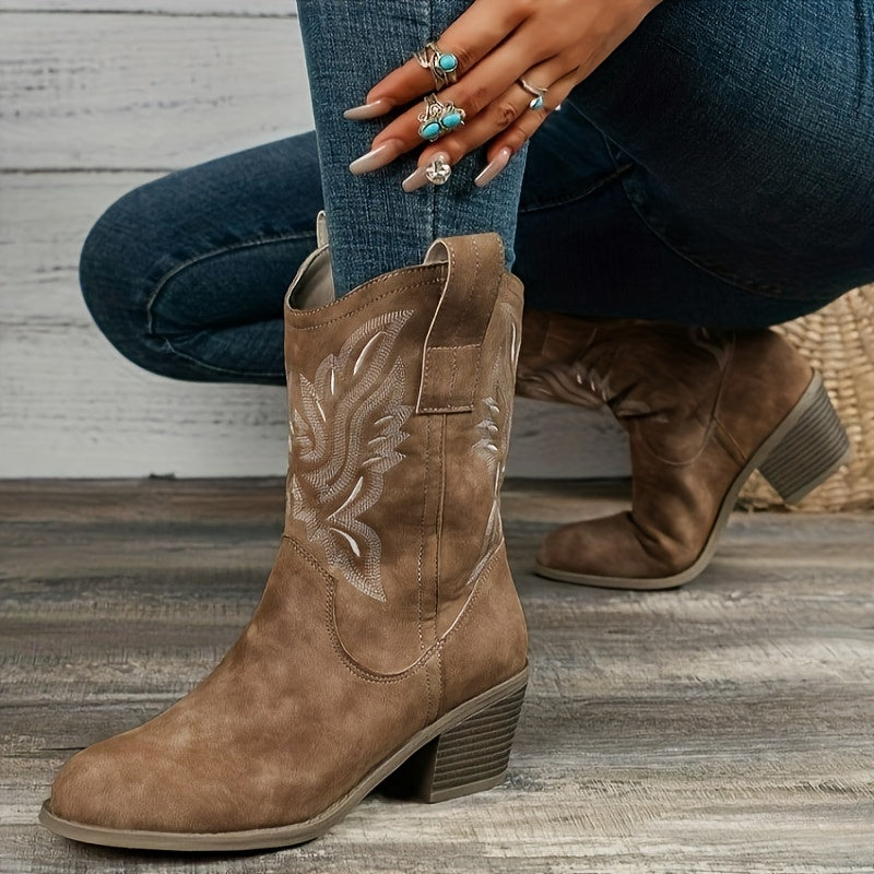 Genevieve Western Stacked Heel Boots - view 9