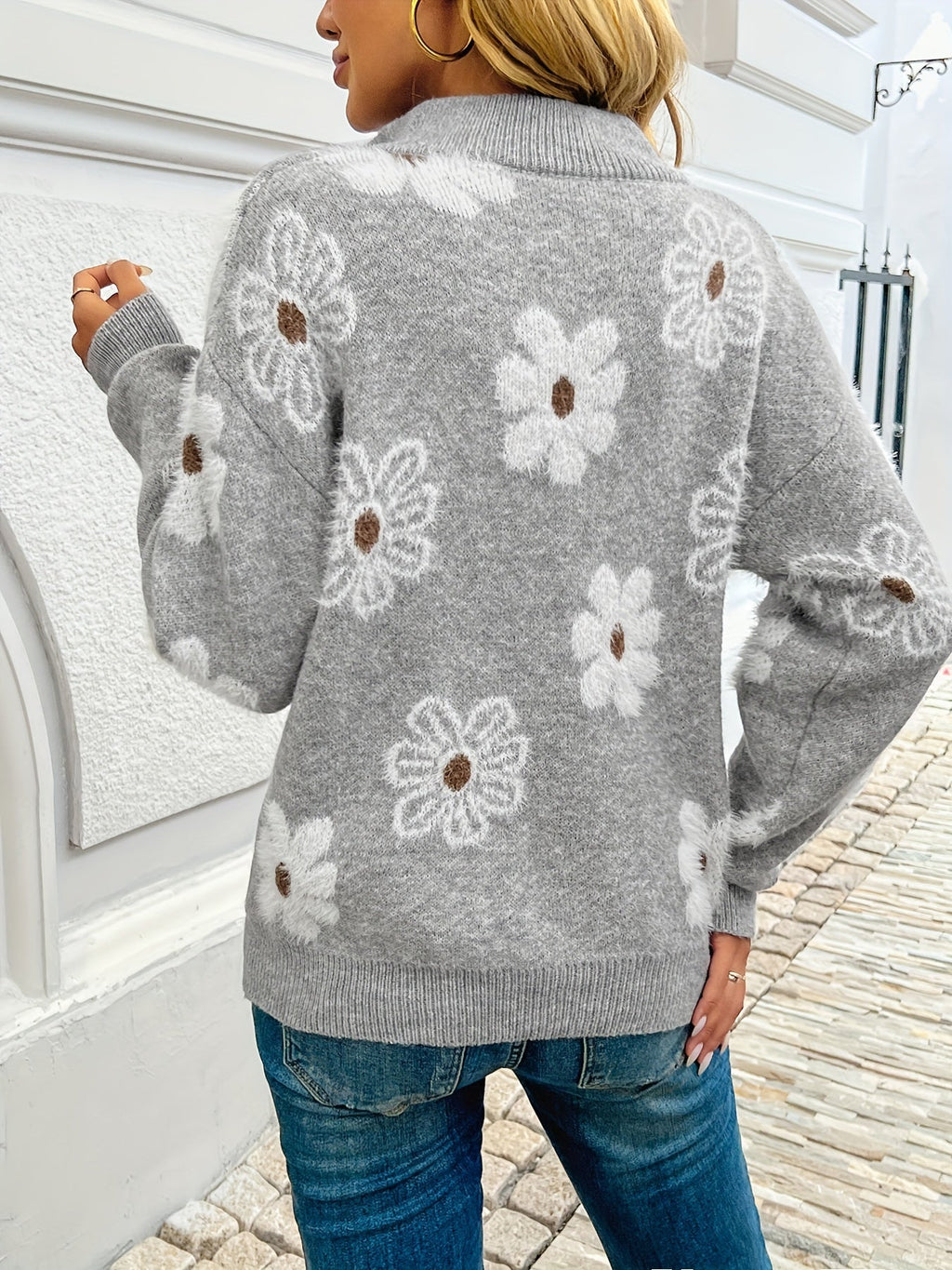 Tess Floral Print High Neck Sweater - view 2