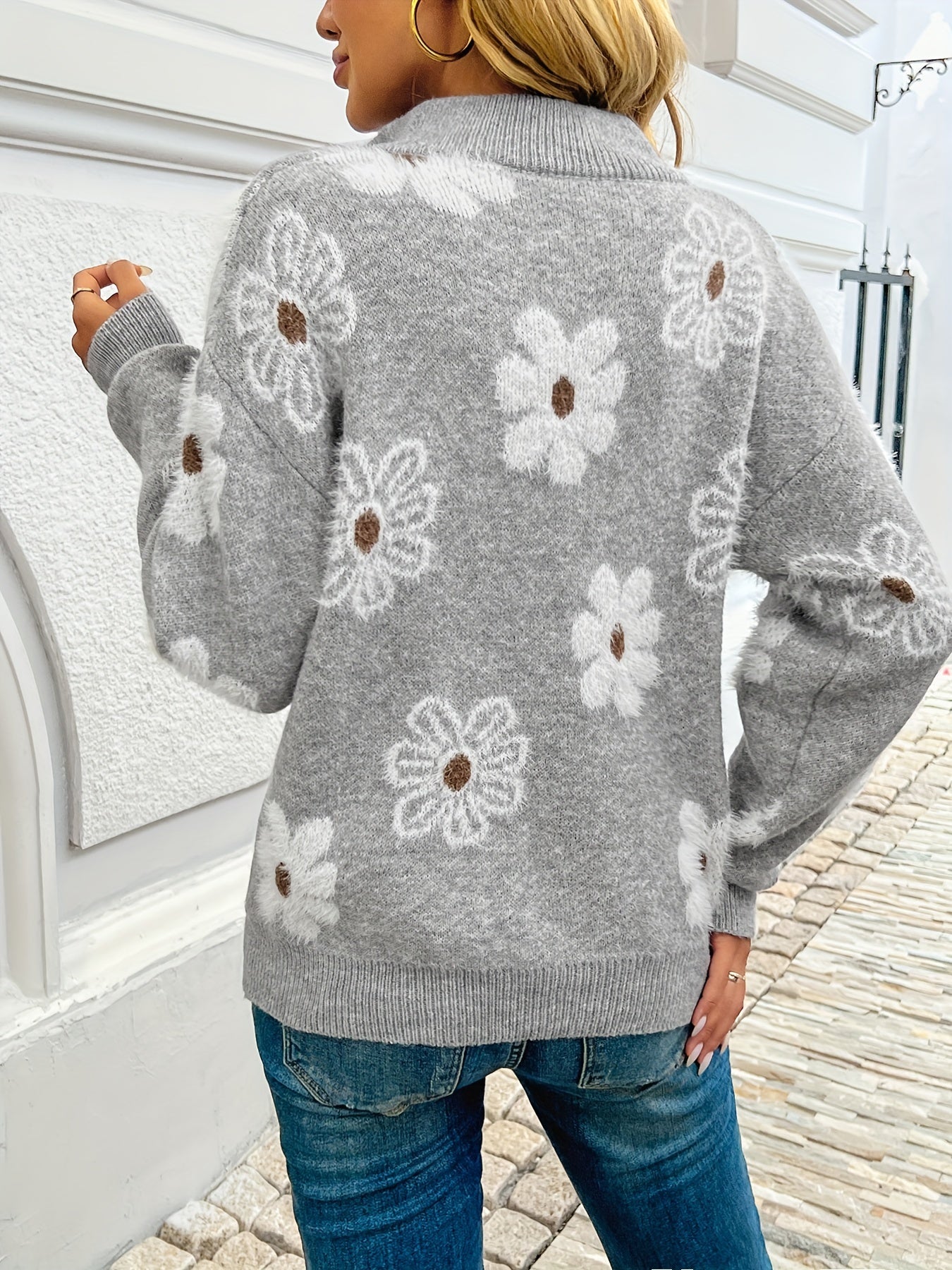 Tess Floral Print High Neck Sweater - view 2