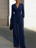 Keziah Long Sleeve Wide-Leg Jumpsuit - front view