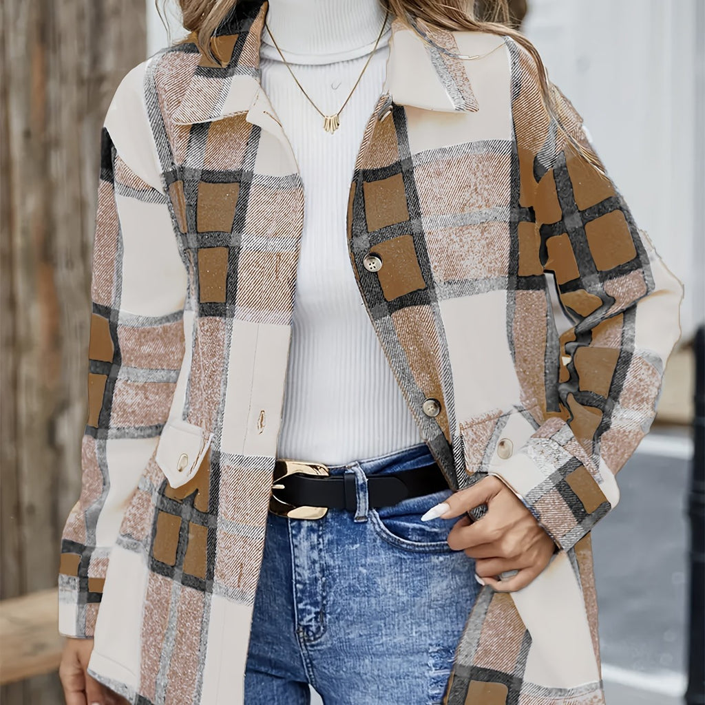 Elodie Plaid Button Front Overshirt Jacket - view 4